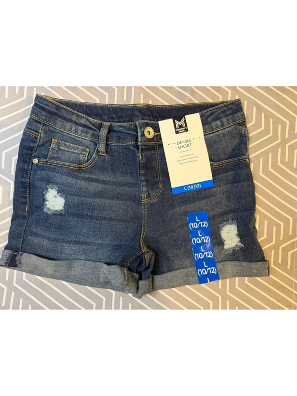 Member’s Mark Girls 10/12 Distressed Denim Shorts NWT
